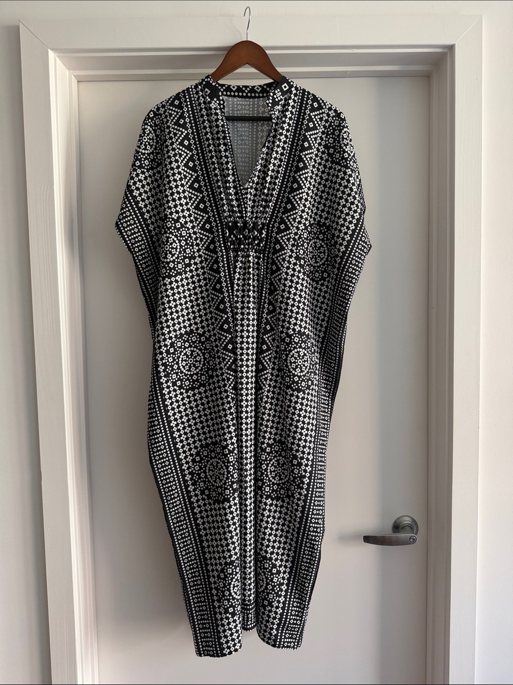 Black & White Patterned Caftan Dress
